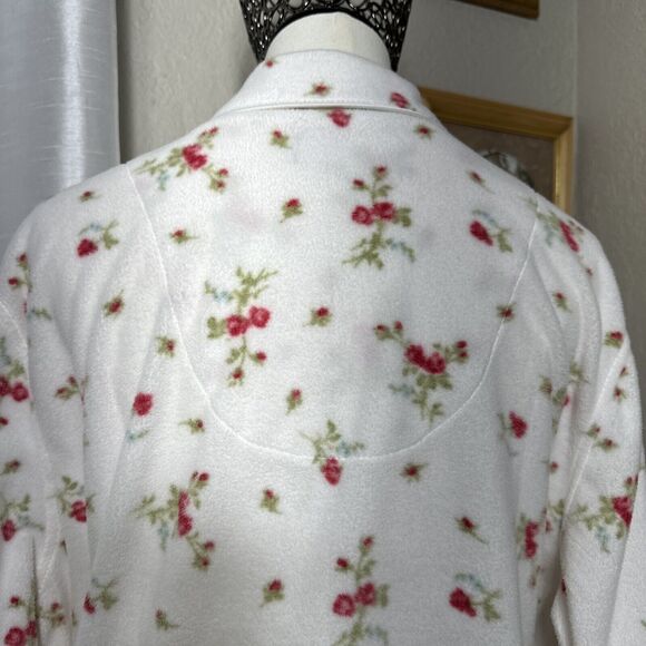Lauren Ralph Lauren Floral Pajama Top Polar Flece Collared button up Size XL - Picture 11 of 14